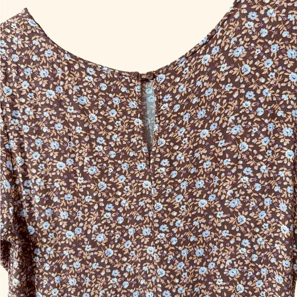 Aerie Garden Party Midi Dress Floral Relic Size M Puff Sleeve Tiered Cottagecore - Picture 5 of 12